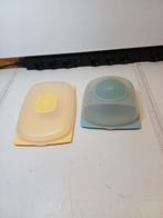 Vintage Tupperware Kaasstolp & Vleeswarendoos, Ophalen of Verzenden, Gebruikt, Blauw, Bus of Trommel
