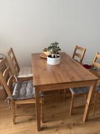 Dining Table with 4 Chairs – Complete Set, 100 tot 150 cm, Antique, Zo goed als nieuw, Vier personen