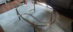 Ovaal Salontafel glas en messing onderstel, Ophalen, 100 tot 150 cm, 50 tot 100 cm, Minder dan 50 cm