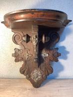 Houten console wandconsole met koperbeslag, Huis en Inrichting, Woonaccessoires | Wandplanken en Boekenplanken, Ophalen of Verzenden