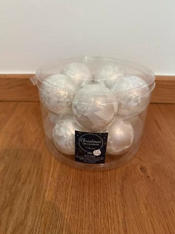 Witte kerstballen 10st. echt glas beschikbaar voor biedingen
