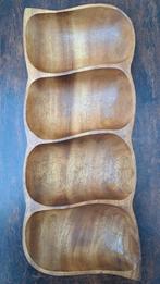 70s Teak hapjes snack schaal 4 vakken, Verzenden, Gebruikt