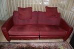 Ruime rode twee-zits bank, leder en stof, Ophalen, Gebruikt, 150 tot 200 cm, Tweepersoons
