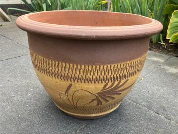Prachtig aardewerk bloempot 37 cm - handgemaakt beschikbaar voor biedingen