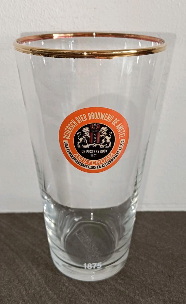 Vintage Amstel Bierglas met Gouden Rand, Antiek en Kunst, Antiek | Glas en Kristal, Ophalen of Verzenden