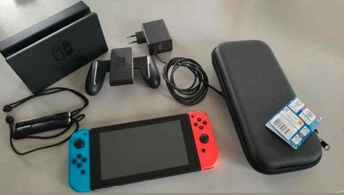 Nintendo switch v2 2021 compleet incl 1 spel, Spelcomputers en Games, Spelcomputers | Nintendo Switch, Zo goed als nieuw, Met 2 controllers