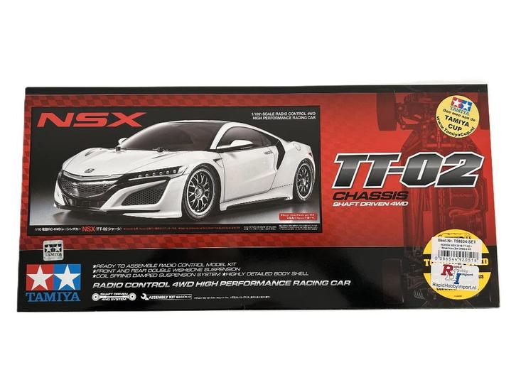 Tamiya 58634 1/10 RC HONDA NSX 2016 TT-02 Brushless set, Hobby en Vrije tijd, Modelbouw | Radiografisch | Auto's, Nieuw, Auto onroad