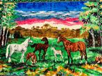 Velvet wandkleed met paarden 150/119, Gebruikt, Etten-Leur, DJT@dejuistetoon.eu, Ophalen of Verzenden