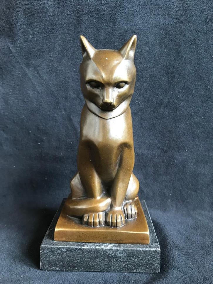Brons/Bronzen Poes , art deco, Antiek en Kunst, Kunst | Beelden en Houtsnijwerken, Ophalen of Verzenden