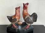 Aziatisch houtsnijwerk kippen beeld 20/21 cm H, Antiek en Kunst, Kunst | Niet-Westerse kunst, Ophalen of Verzenden