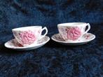 2x Johnson Brothers Rose Chintz Pink kop en schotel, dsn 9 c, Antiek en Kunst, Antiek | Servies los, Ophalen of Verzenden