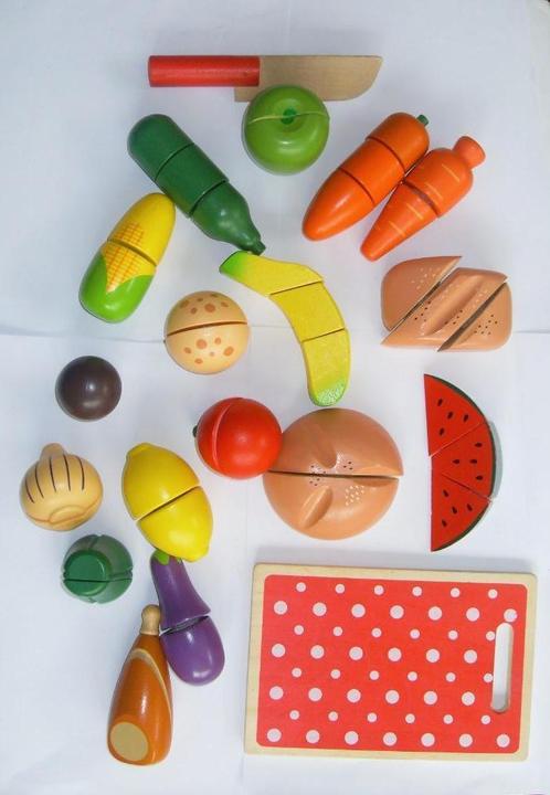 Snij fruit / groente / brood / taart / Hout / klittenband, Kinderen en Baby's, Speelgoed | Houten speelgoed, Overige typen, Ophalen of Verzenden