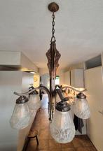 Originele Art Deco lamp- ca 1925- messing & geëtst glas, Ophalen