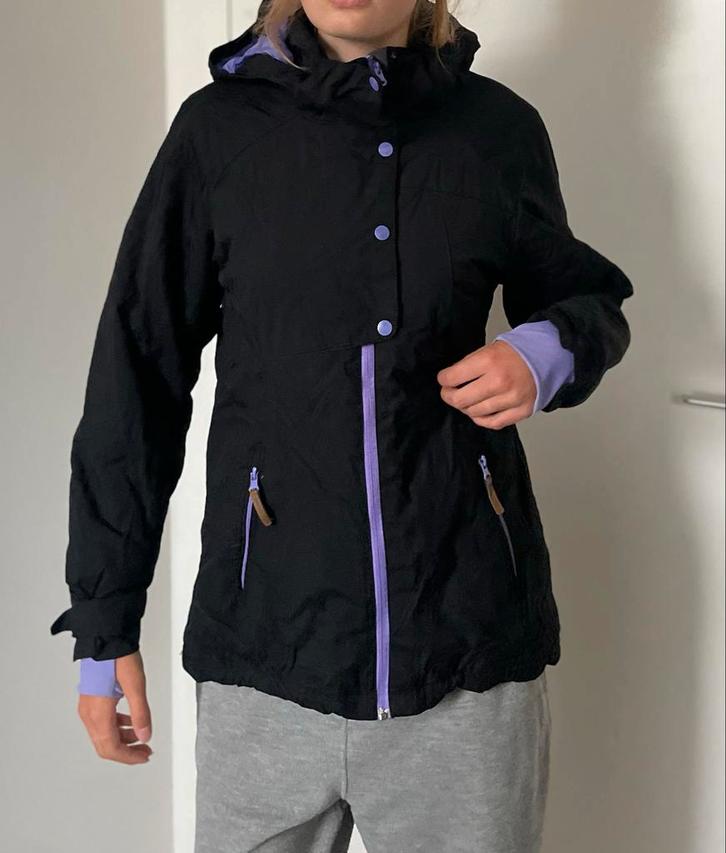 H&M Zwarte Winterjas Paars ski, Kleding | Dames, Jassen | Winter, Gedragen, Maat 36 (S), Zwart, Ophalen of Verzenden