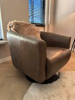 Leren fauteuil taupe, Ophalen, Gebruikt, Leer, 50 tot 75 cm