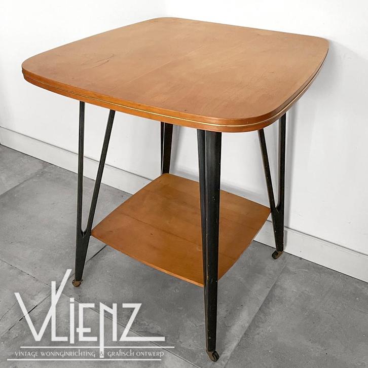 Vintage, midcentury audiomeubel, tafel, draaibaar blad, Verzamelen, Retro, Huis en Inrichting, Ophalen