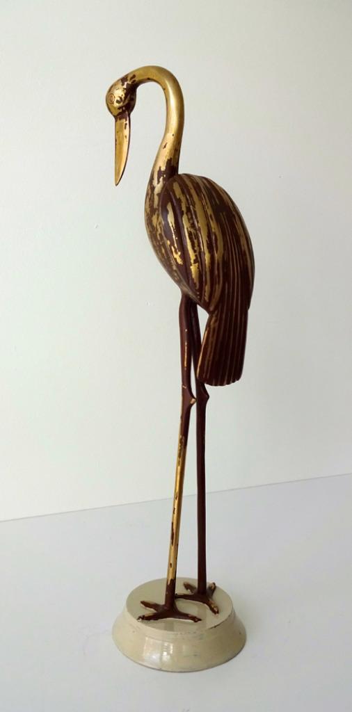 Brons/koper beeld van staande vogel bruin gevlekt 2795-b, Antiek en Kunst, Kunst | Designobjecten, Ophalen of Verzenden