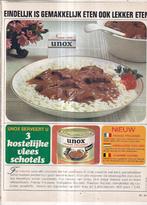 Retro reclame 1968 Unox Franse Fricassee vleesschotels, Verzamelen, Retro, Overige typen, Ophalen of Verzenden