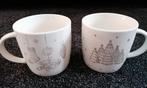 Kerst bekers - mokken (2x) met afbeeldingen in goud opdruk., Ophalen of Verzenden, Zo goed als nieuw, Overige stijlen, Kop(pen) en/of Schotel(s)