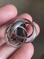 Robuuste zilveren vintagering agatha 5 ringen, Ophalen of Verzenden, Dame, Zilver, Kleiner dan 17