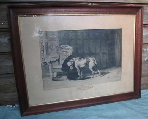Gravure? Briton Riviere - The Empty Chair 61,5 x 79 cm, Antiek en Kunst, Kunst | Etsen en Gravures, Ophalen