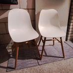 Eetkamerstoelen 2 stuks, wit met houten onderstel, Huis en Inrichting, Stoelen, Ophalen, Gebruikt, Wit