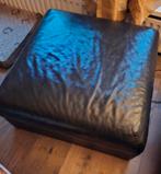 Zwarte poef / hocker met opbergruimte, Ophalen, Gebruikt, Vierkant, Leer