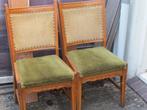 2 vintage houten stoelen, Huis en Inrichting, Stoelen, Hout, Gebruikt, Twee, Bruin