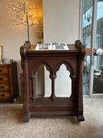 Antieke gotische lessenaar / katheder –eikenhout– op wielen, Antiek en Kunst, Ophalen
