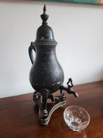 Antieke kraantjespot met verwarming ca 1800 versierd, Antiek en Kunst, Antiek | Tin, Ophalen of Verzenden