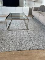 Salontafel glas en metaal – 130 breed– modern, 100 tot 150 cm, Zo goed als nieuw, Glas, Modern
