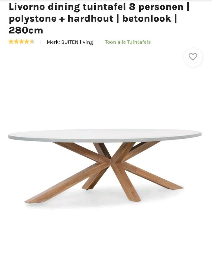 Nieuw! Ovale tuintafel 8 pers. betonlook/hardhout, Tuin en Terras, Tuintafels, Nieuw, Ovaal, Hout, Ophalen