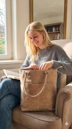 Prachtige Micmacbags Leren Shopper, Verzenden, Zo goed als nieuw, Beige, Shopper