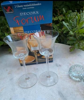 , 2. Kandelaars op voet 18 cm.Leerdam, Decora , Forum beschikbaar voor biedingen