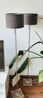 2 Staande Lampen - 160cm - Grijs, Huis en Inrichting, Lampen | Vloerlampen, Ophalen, Gebruikt, Metaal, 150 tot 200 cm
