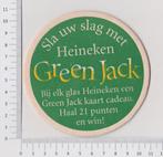 Bierviltje - Heineken Green Jack, Verzamelen, Viltje(s), Heineken, Ophalen of Verzenden, Zo goed als nieuw