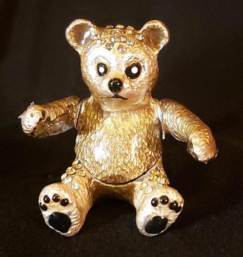 Goud verguld beertje met kristalletjes, Antiek en Kunst, Curiosa en Brocante, Ophalen