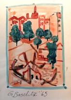 Georg Baselitz aquarel 10 x 13 cm met lijst 25 cm x 30 cm, Verzenden