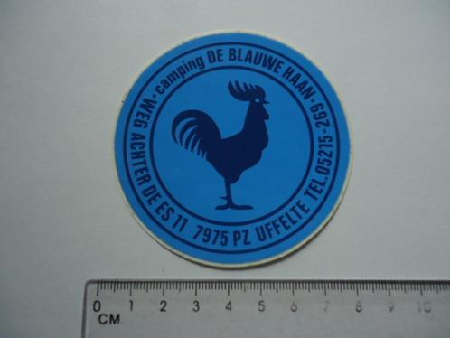 sticker oud UFFELTE De Blauwe HAAN camping kamperen retro, Verzamelen, Stickers, Zo goed als nieuw, Bedrijf of Vereniging, Verzenden