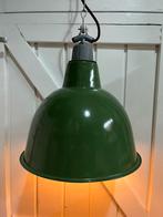Industriële vintage machine groene hanglamp., Gebruikt, Ophalen of Verzenden, Metaal, Industrieel vintage