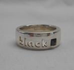 Zilveren massieve ring Black met steen maat 18 nr.1290, 18 tot 19, Verzenden, Zo goed als nieuw, Dame of Heer