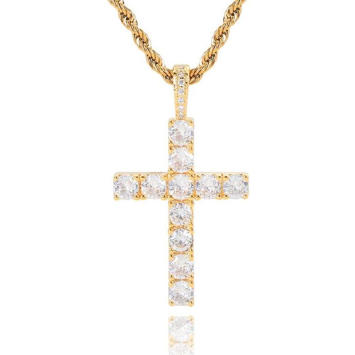 18K GP Moissanite Kruis, Sieraden, Tassen en Uiterlijk, Kettingen, Nieuw, Zilver, Goud, Ophalen of Verzenden