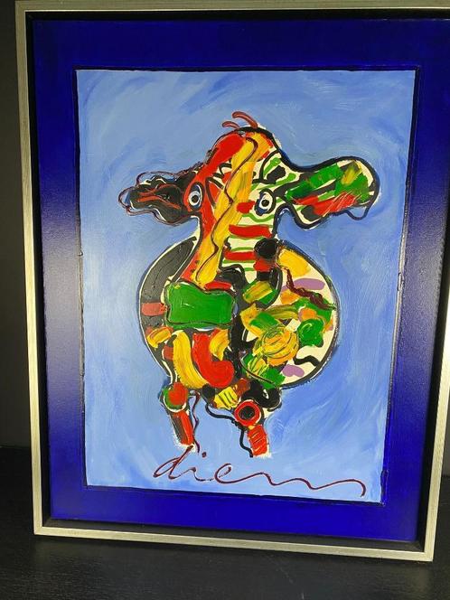 Olieverf op doek Peter Diem - Cow in blue sky, Antiek en Kunst, Kunst | Schilderijen | Abstract, Ophalen