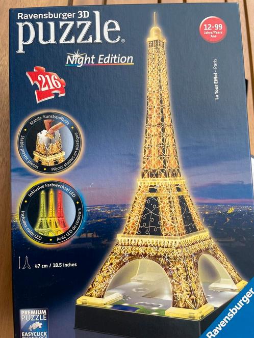 Ravensburger 3D puzzel Eiffeltoren Night Edition, Hobby en Vrije tijd, Denksport en Puzzels, Zo goed als nieuw, Rubik's of 3D-puzzel