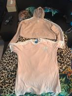 Adidas Set: Crop Hoodie & T-shirt - Pasteloranje, Adidas, Oranje, Ophalen of Verzenden, Korte mouw