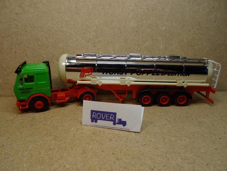 HERPA 1:87, MERCEDES SK + Tank-Oplegger "POPPEL", Zie Foto`s, Hobby en Vrije tijd, Modelauto's | 1:87, Zo goed als nieuw, Bus of Vrachtwagen