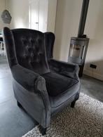 Nieuw Landelijke fauteuil velvet donkergrijs, Ophalen, Minder dan 75 cm, Stof, 50 tot 75 cm