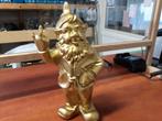 Kabouter met middelvinger Goud deco 30 cm hoog., Ophalen of Verzenden, Nieuw, Kunststof, Dierenbeeld
