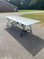 Tuintafel - Zinken blad - Krul Frame - 260*100cm, Tuin en Terras, Ophalen, Zo goed als nieuw, Rechthoekig, Metaal