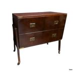 2294 Antieke Kast met Wieltjes, houden kleplast met messing, Huis en Inrichting, Kasten | Ladekasten, Gebruikt, 1 of 2 laden, 50 tot 100 cm